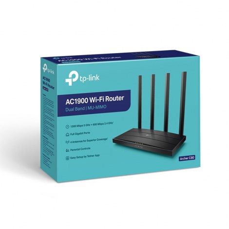 TP-LINK | AC1900 Wireless MU-MIMO Wi-Fi 5 Router | Archer C80 | 802.11ac | 1300+600 Mbit/s | 10/100/1000 Mbit/s | Ethernet LAN ( - 4